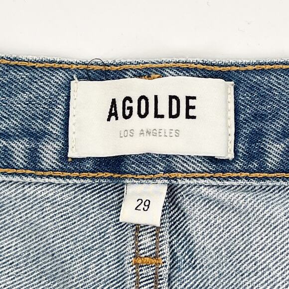 AGOLDE Parker Long Cutoff Denim Shorts Swapmeet Light Blue Size 29 - Picture 3 of 5